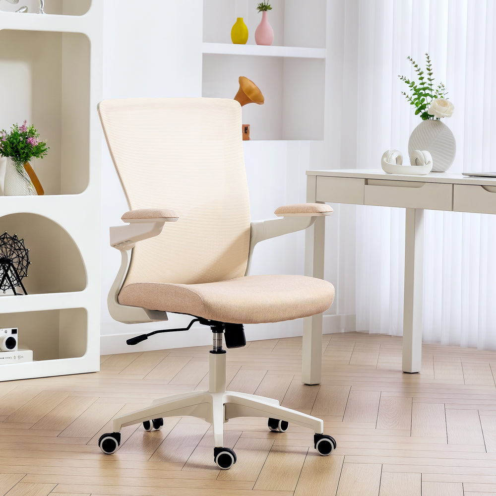 Chaise de bureau ergonomique avec soutien lombaire, beige
