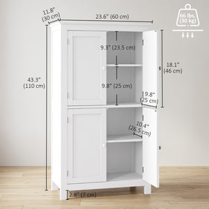 Armoire de salle de bain à 4 portes, blanche