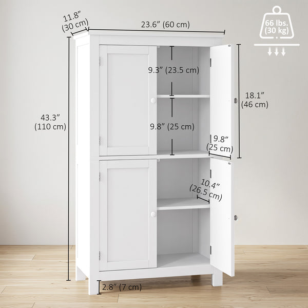 Armoire de salle de bain à 4 portes, blanche