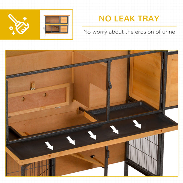 2-story rabbit hutch with ramp, feeder, and lockable doors