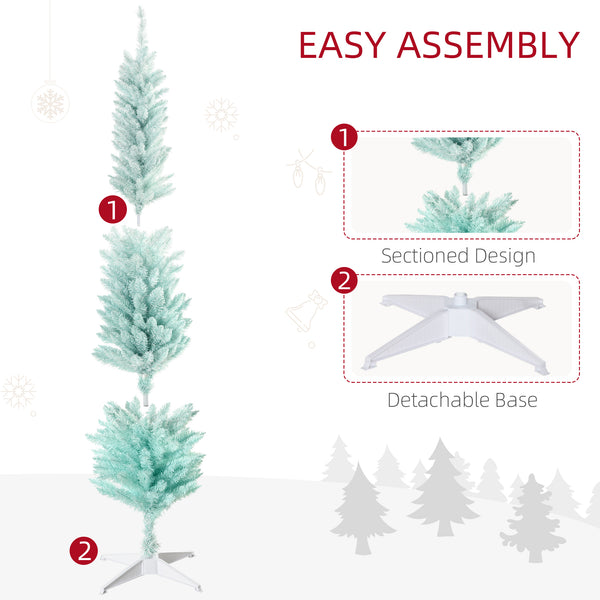 Sapin de Noël artificiel mince de 6 pieds bleu pâle