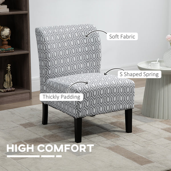 Fauteuil d'appoint sans accoudoirs avec pieds en bois, gris