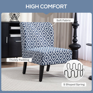 Fauteuil d'appoint sans accoudoirs avec pieds en bois, bleu
