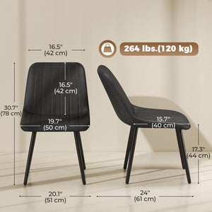 Ensemble de 4 chaises de salle à manger en similicuir avec pieds en métal, noir