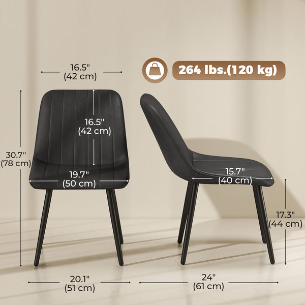 Ensemble de 4 chaises de salle à manger en similicuir avec pieds en métal, noir