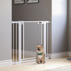 29.5"-40.6" Metal Pet Gate, Dog Gate with Auto Closing Door, Double Locking, for Doorways, Stairs, Hallways, White