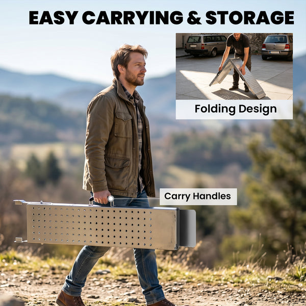 Folding Loading Ramps, 2 PCS 70.9" x 10" Motorcycle ATV Trailer Truck Ramps with 880 lb Total Capacity, Handles, Silver
