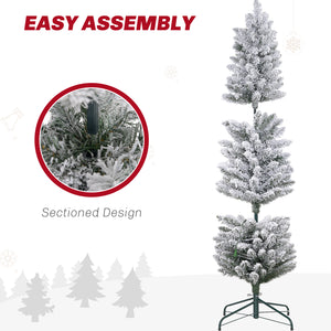 Sapin de Noël artificiel vert givré de 5 pieds pré-éclairé avec lumière LED blanc chaud