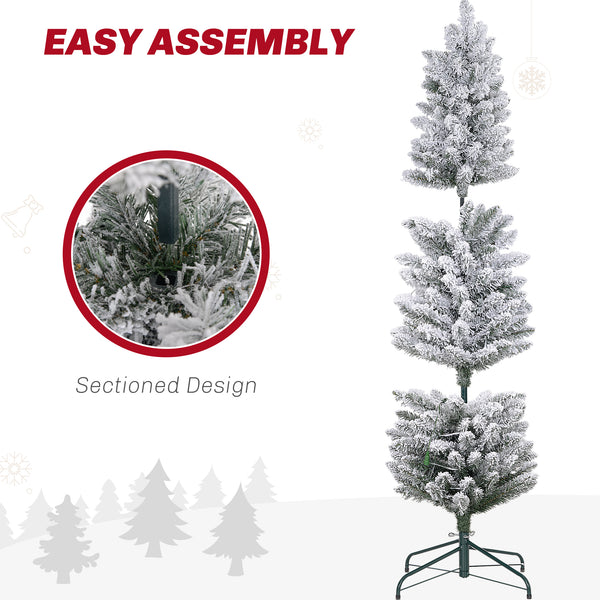 Sapin de Noël artificiel vert givré de 5 pieds pré-éclairé avec lumière LED blanc chaud