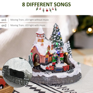 Maisons de Noël avec train rotatif multicolore