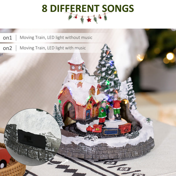 Maisons de Noël avec train rotatif multicolore