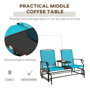 Fauteuil à bascule pour 2 personnes, banc de jardin, bleu