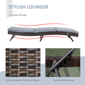 Chaise longue en résine tressée avec dossier réglable sur 5 positions, grise