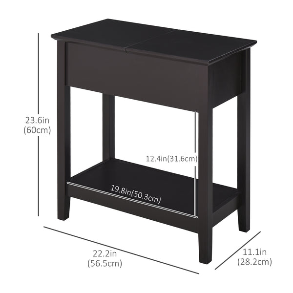 Table d'appoint avec plateau rabattable, café foncé