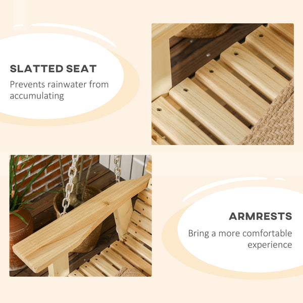 Balancelle de porche 2 places, bois naturel