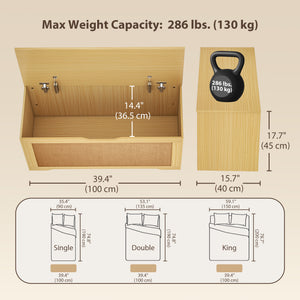 Coffre de rangement de 35,9 gal avec façade en rotin et couvercle à fermeture lente – Chêne