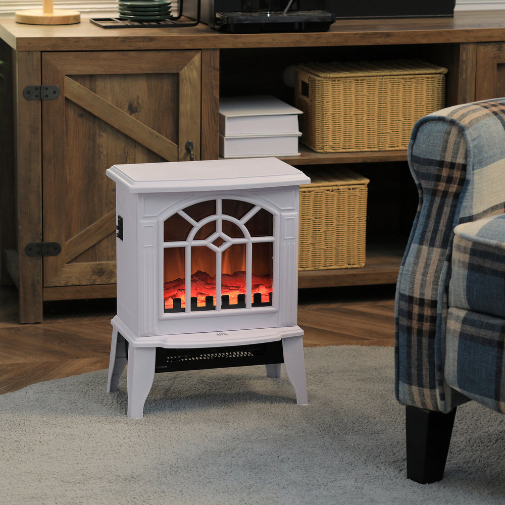 Poêle-cheminée autonome blanche avec flamme réaliste 750 W/1 500 W
