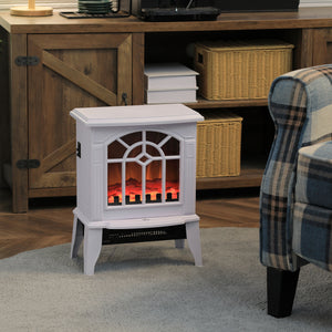 Poêle-cheminée autonome blanche avec flamme réaliste 750 W/1 500 W