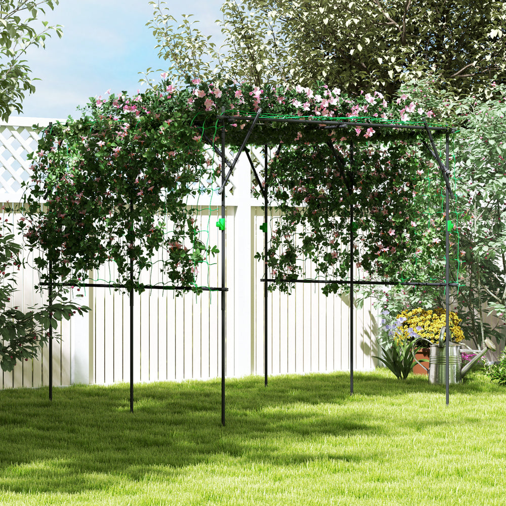 Arche de jardin avec filet de support, noir