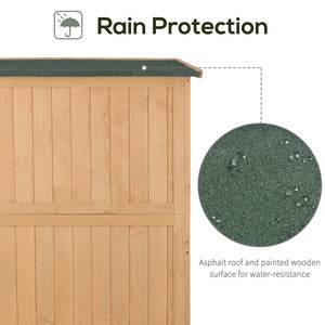 Abri de jardin en bois avec fenêtres et double porte, bois naturel