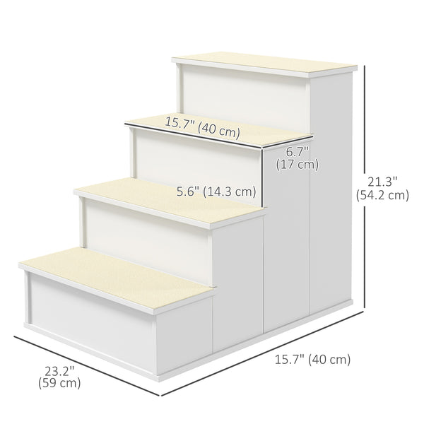 Pet stairs with non-slip covering, white