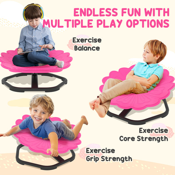 Pink Flower Shaped Children's Swivel Chair