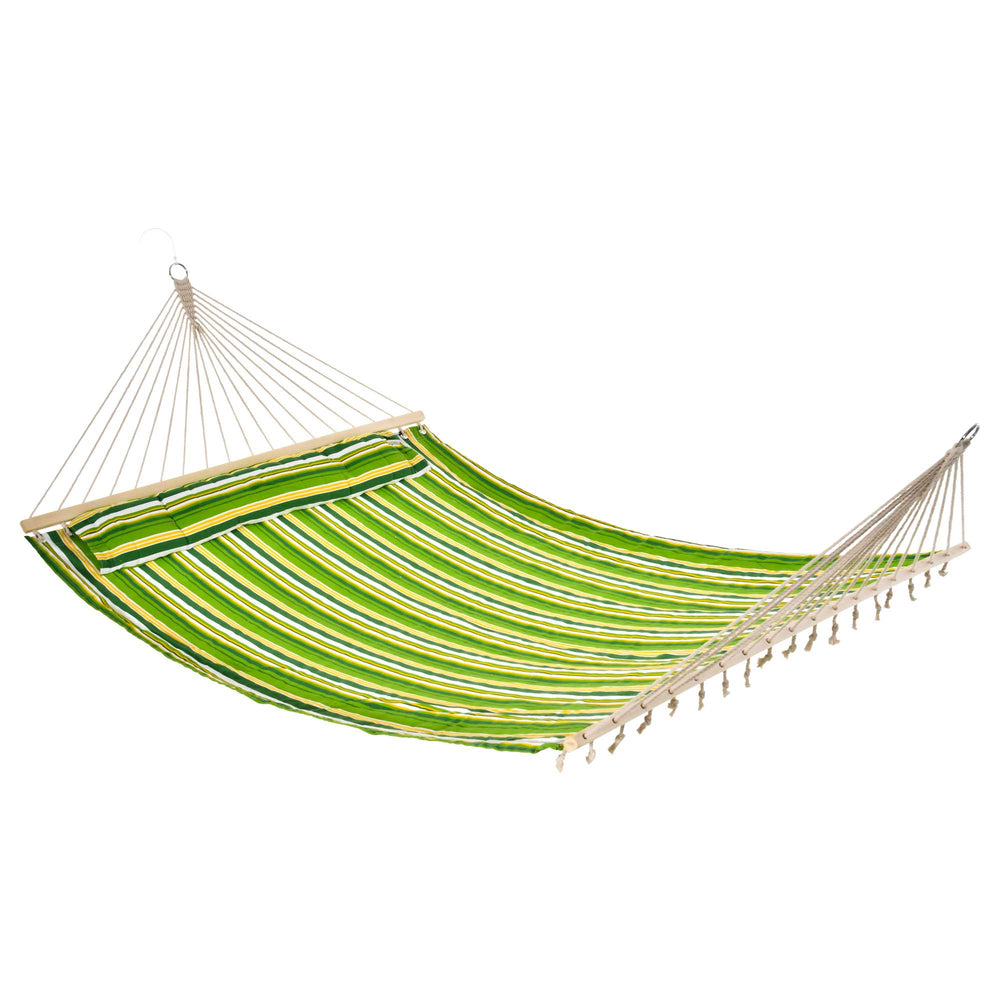 Hamac double en coton  – Intérieur et extérieur avec oreiller, vert