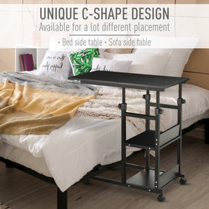 Bureau debout mobile à hauteur réglable avec roulettes, noir