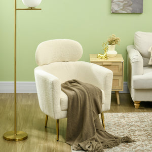 Fauteuil d'appoint tonneau avec appuie-tête amovible, blanc crème