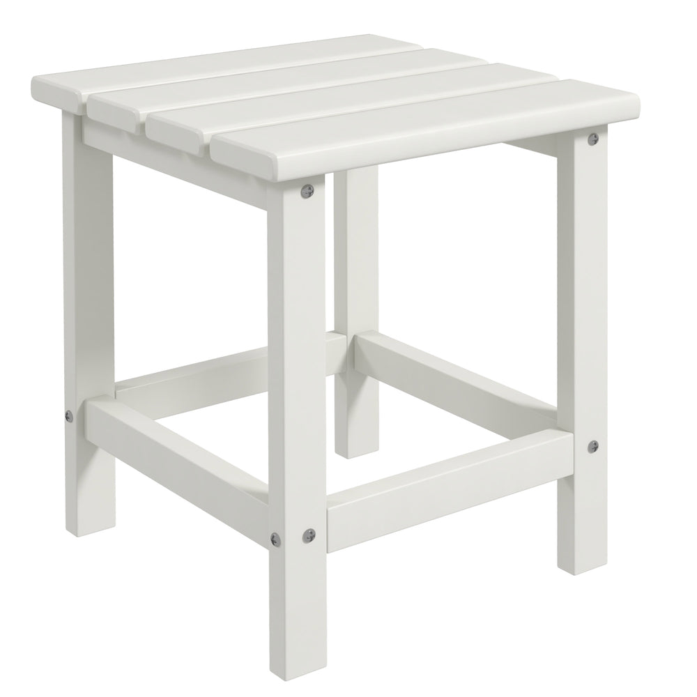 Side Table, Square Patio End Table, Weather Resistant 15" Outdoor HDPE Table for Porch, Balcony, White