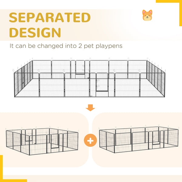 24-panel dog playpen, grey