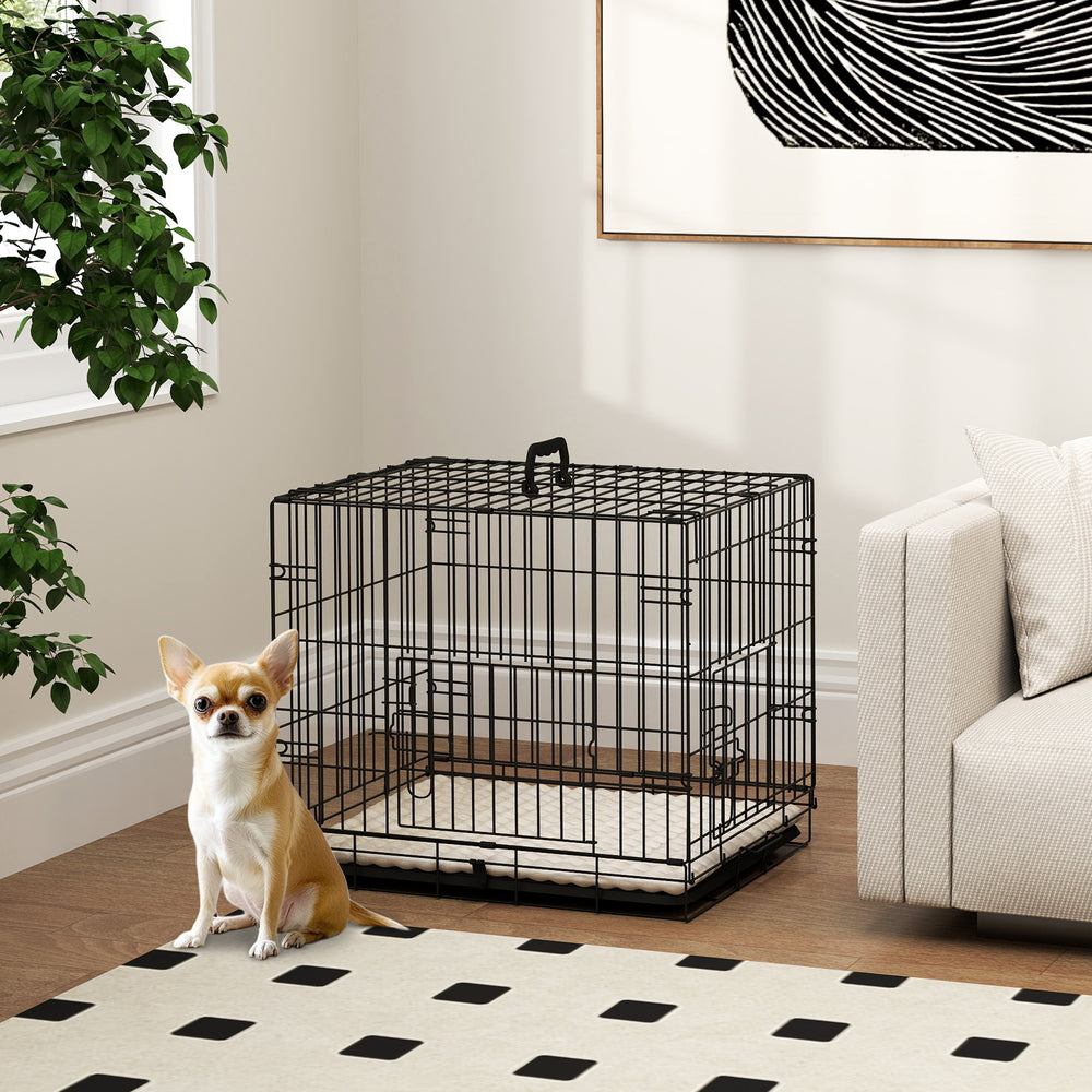 Cage with 2 doors and soft cushion, black