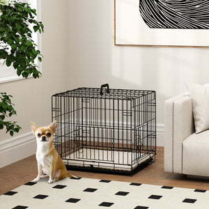 Cage avec 2 portes et coussin moelleux, noire