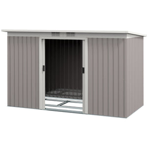 Abri de jardin en métal avec kit de fondation, ventilation et portes, gris clair