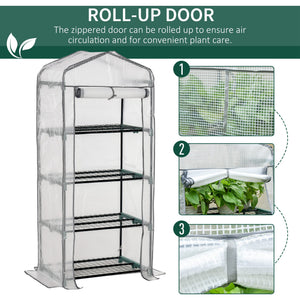 Portable outdoor greenhouse with 4 shelves and steel frame