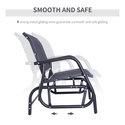 Outsunny Double Rocking Bench, Heavy Duty Garden Rocking Chair for Two, Steel Frame, Durable Fabric Seat, Black