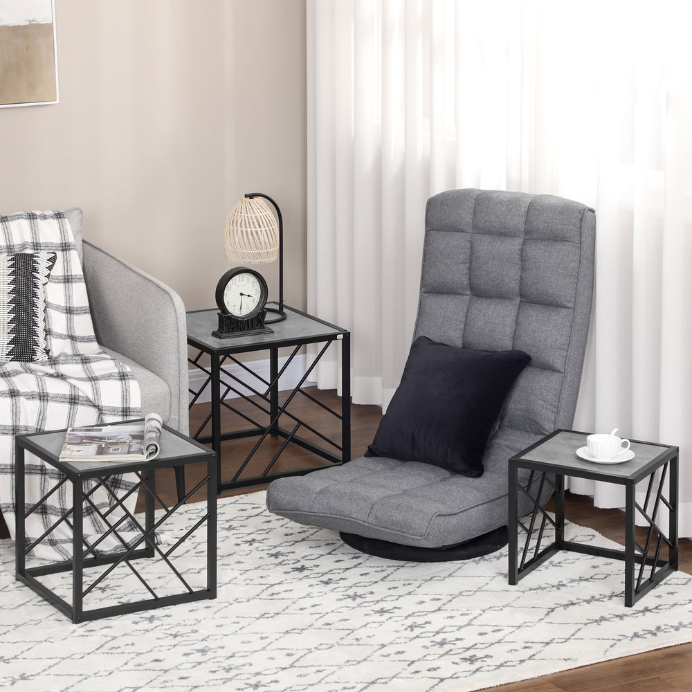 Lot de 3 tables gigognes carrées avec structure en métal, gris