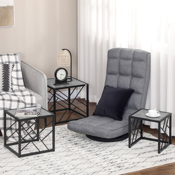 Lot de 3 tables gigognes carrées avec structure en métal, gris