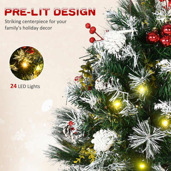 Lot de 2 sapins de Noël artificiel pré-éclairé HOMCOM de 2 pieds avec LED blanc chaud