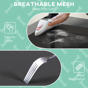 Elevated dog bed with breathable mesh canopy, light gray