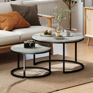 Ensemble de 2 tables basses gigognes avec plateaux effet marbre – Marbre gris