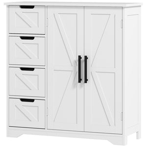 Meuble de salle de bain de style campagnard avec étagère réglable, blanc