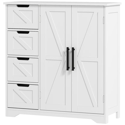 Meuble de salle de bain de style campagnard avec étagère réglable, blanc