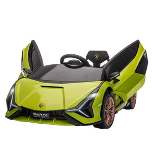 Voiture électrique, alimentée par batterie 12 V, avec télécommande parentale, lumières musicales, MP3, vert