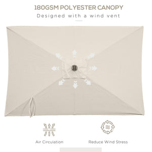 Parasol de 9,5 pieds avec 22 lumières solaires LED et inclinaison, beige