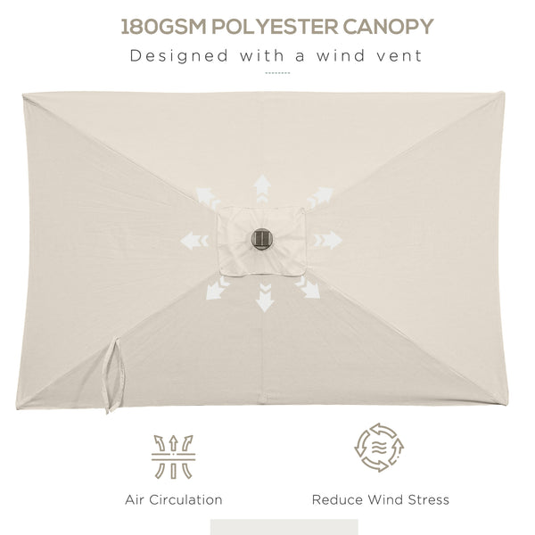 Parasol de 9,5 pieds avec 22 lumières solaires LED et inclinaison, beige