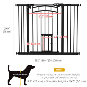 Barrière pour animaux à fermeture automatique avec chatière, noire