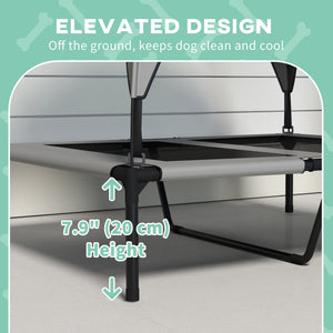 Elevated cooling dog bed with washable breathable mesh canopy