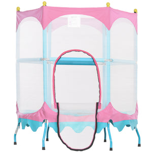1.4m Trampoline with Handlebar and Safety Net, Pink