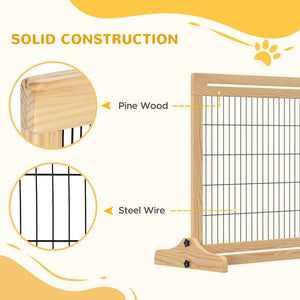 Freestanding Wooden Pet Gate with Support Feet